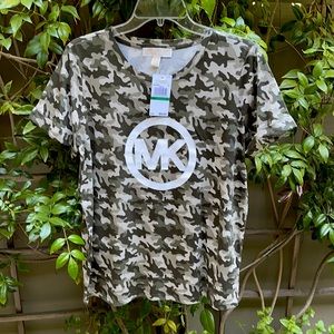 NWT Michael Kors Camo Logo Top Lg.